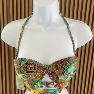 Luli Fama Multicolor Paisley Bikini Top